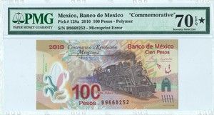 Mexico-100-Pesos-2010-034-Commemorative-034-POLYMER-PMG-70-EPQ