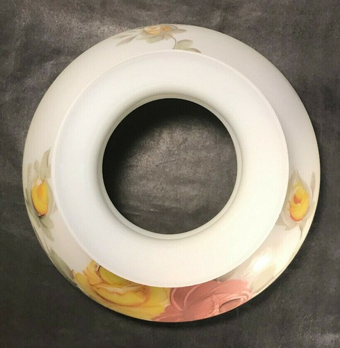 Nueva pantalla de lámpara de estudiante de vidrio opalino de 7", escena floral de rosas victorianas pintadas a mano - Imagen 4 de 5