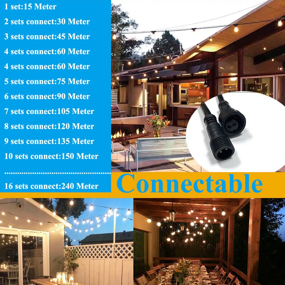 15M-150M Commercial LED Festoon String Lights Outdoor Dimmable Wedding Events AU - image 4 of 4