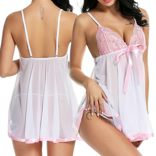 Plus Size Sexy Lingerie for Women Lace Babydoll Sleepwear Chemise Dress Set US - Picture 19 of 21