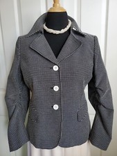 LINDA ALLARD ELLEN TRACY Two Button Blazer Black White Size 12 vintage