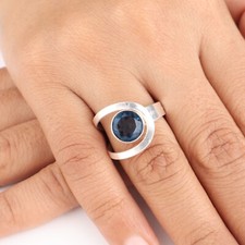 London Blue Topaz Gemstone 925 Sterling Silver Boho Jewelry Handmade Women Ring
