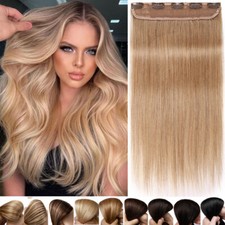 One Piece Thick Real Hair Extensions Clip In Human Hair Weft 3/4 Full Head Softs