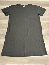 Madewell Long T-Shirt Dress Black Front Pocket Cotton Blend Size M #2