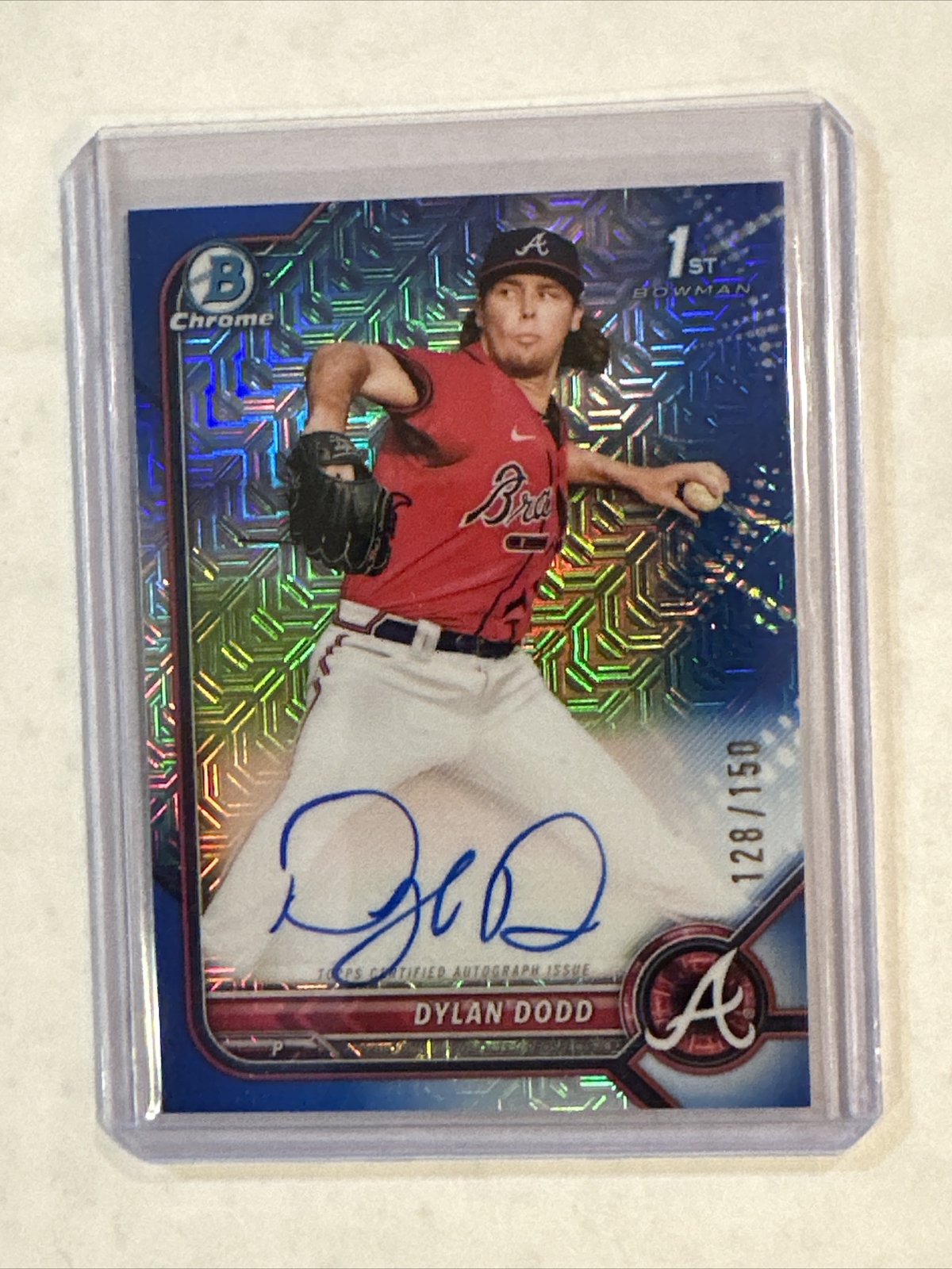 2022 1st Bowman Chrome Blue Choice Refractor Dylan Dodd Auto /150 Braves
