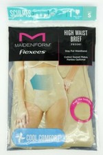 Maidenform Flexees Womens Ladies Beige High Waist Shapewear Brief Sz S NEW