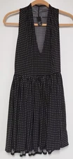 Womens, V By Viereck, Plunge Neck Mini Dress, Black With White Polka-dot, Size M