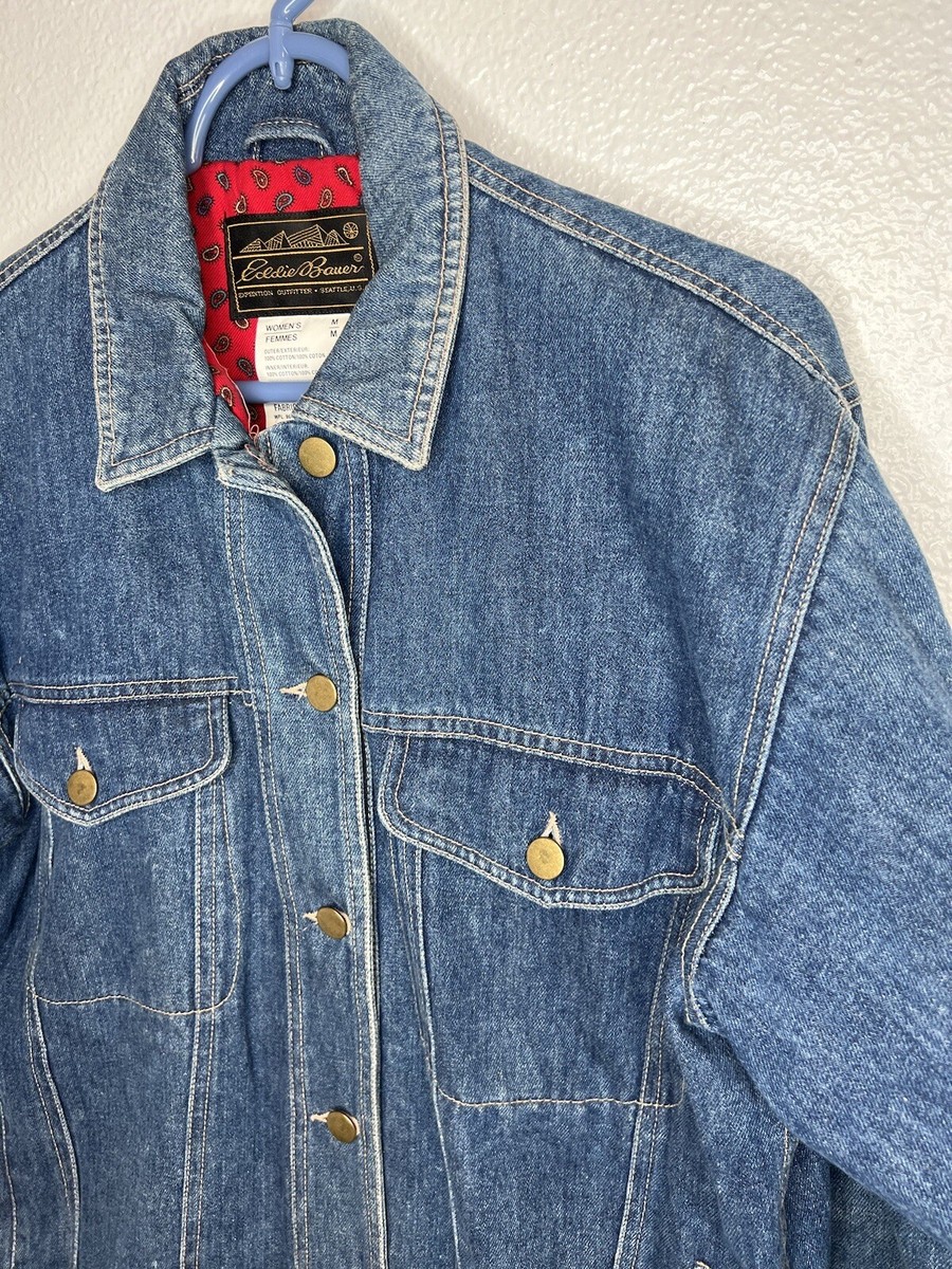 VTG EDDIE BAUER Size Medium Lined Women Denim Trucker Bomber