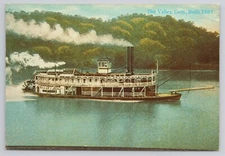 The Valley Gem Paddle Wheel Steamer Harmar Ohio Continental Postcard