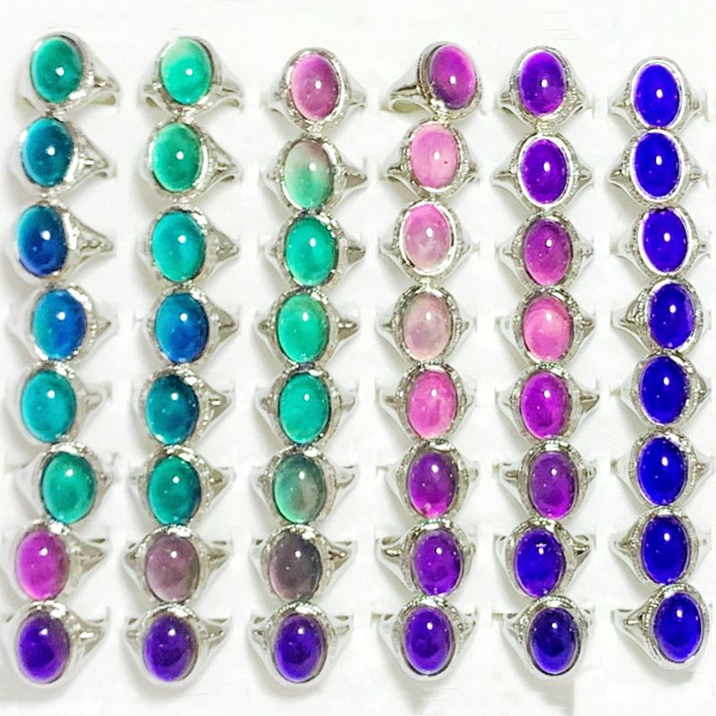 Wholesale 30pcs Oval Vintage Mood Rings Bulk Women Change Color Finger ...
