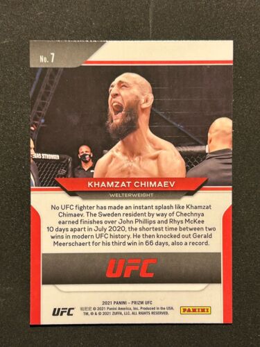 Khamzat Chimaev ROOKIE CARD 2021 Panini Prizm UFC RC #7 Base TOP MIDDLEWEIGHT - Bild 2 von 2