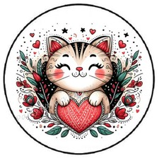 CAT WITH HEART ENVELOPE SEALS LABELS STICKERS PARTY FAVORS