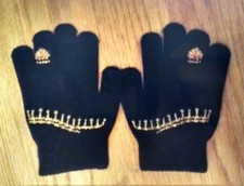 NEW GLOVES Winter Warm Cycling Skating Knit Mittens Juniors BLACK  GOLD 1