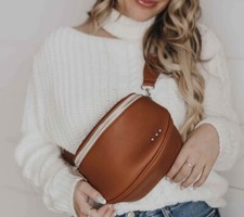 Brand New Vegan Leather Brown Crossbody Sling Purse