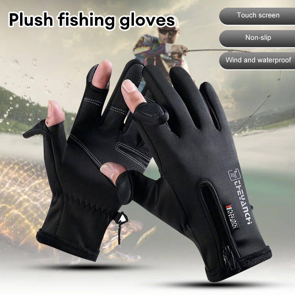 2 Seam Gloves Fishing Gloves Neoprene Fleece Waterproof Warm Full Finger  Gloves