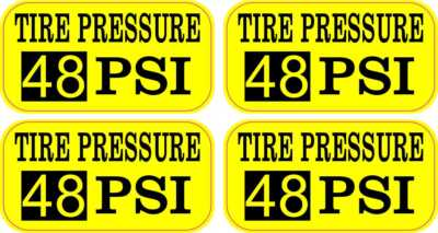 #ad 2in x 1in Yellow Tire Pressure 48 PSI Vinyl Stickers Car Truck Vehicle Decal $8.99