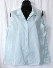TALBOTS Slvlss Wrinkle Resistant VNck Blse 44 In Chest 26.5 In Long Sz 16 EXC