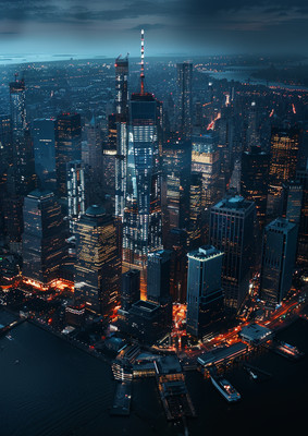 Photos Of New York Downtown Manhattan Street Buildings View Wall Art Print