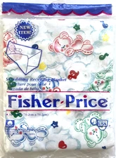 Vtg Fisher Price Flannel Baby Blanket Receiving Swaddle 100% Cotton Bears 30"