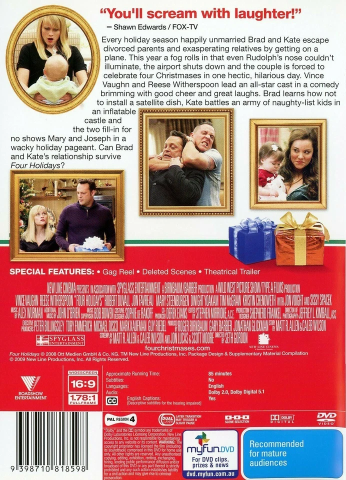 Four Holidays DVD (Region 4) VGC Vince Vaughn - image 2 of 2