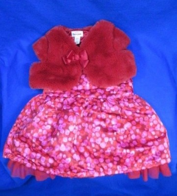 CAT & JACK MÄDCHEN 2-teiliges Schal & Kleid rot und rosa Winter 3-6 Monate
