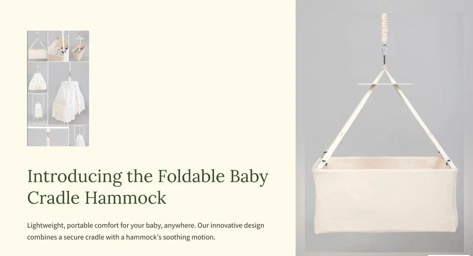 Baby Cradle Canvas Hammock Swing Includes Matt Growing Baby Hanging Baby Hammock - Image 3 of 4
