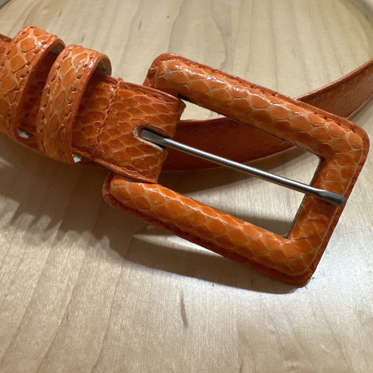 Ritz Orange Belt Genuine Snakeskin 80s Vintage Belt Glam  display picture 1