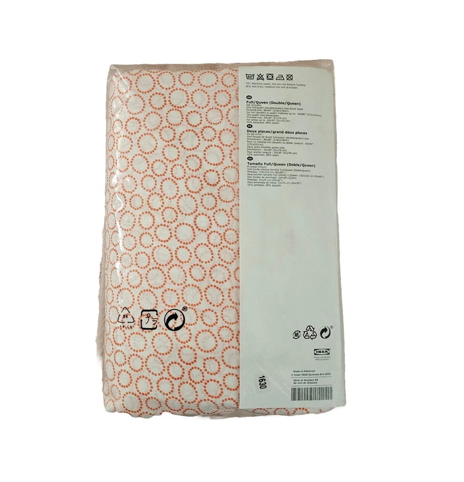 Funda nórdica y 2 fundas de almohada IKEA TRADASTER naranja con círculos punteados nueva en paquete Foto 2 de 2