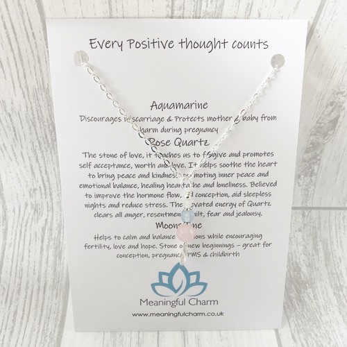 Fertility Necklace Moonstone Gemstone Aquamarine Crystal IVF Pregnancy Aid Baby - Picture 8 of 8