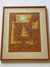 VINTAGE SILKSCREEN SERIGRAPH ABSTRACT CUBIST CUBISM BIRDS MYSTERY SIGNED URBAN