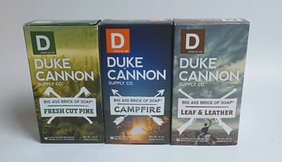 3 Duke Cannon Big Ass Brick of Soap - Leaf & Leather, Campfire, Fresh Cut Pine