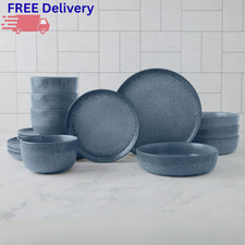 16-Piece Stoneware Dinnerware Set Reactive Glaze Plates Bowls Service for 4