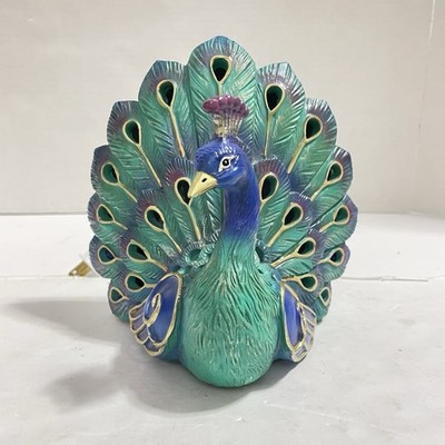 Cracker Barrel Peacock Accent Light Lamp Resin Shelf Sitter Figurine Home Decor