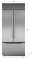 Sub-Zero Classic Series 36" Built-In French Door Smart Refrigerator CL3650UFDST
