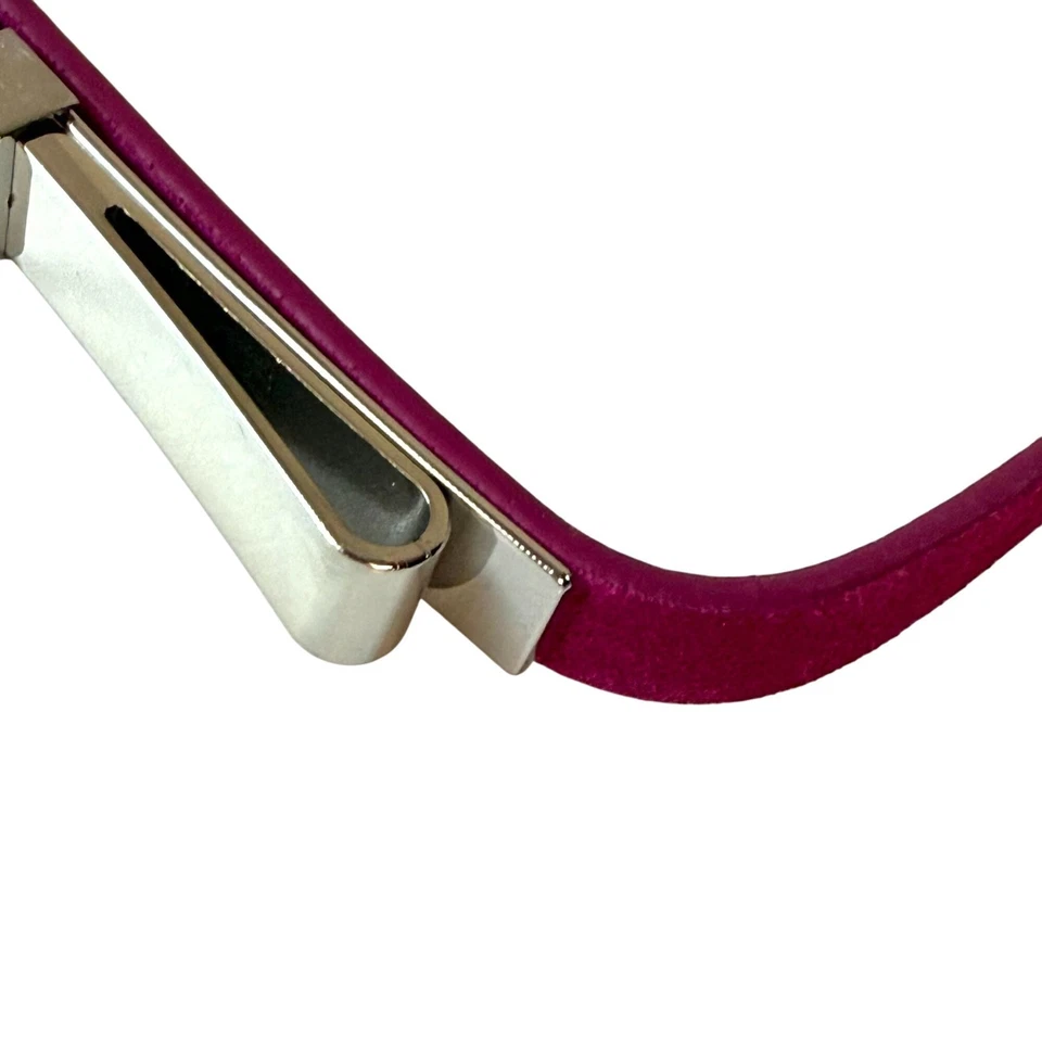 White House Black Market Leather Belt Women's SZ Small Pink Preppy Silver Bow - Image 3 of 4