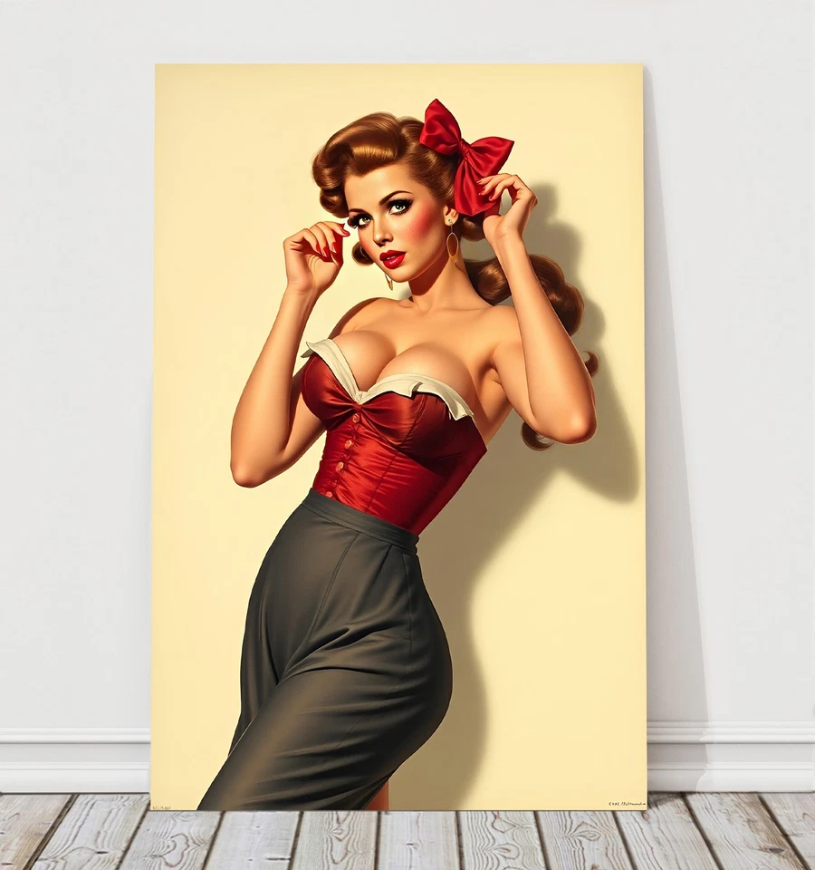 Estampa Pin Up Girl Gil Elvgren Style pronta para pendurar - Imagem 2 de 4