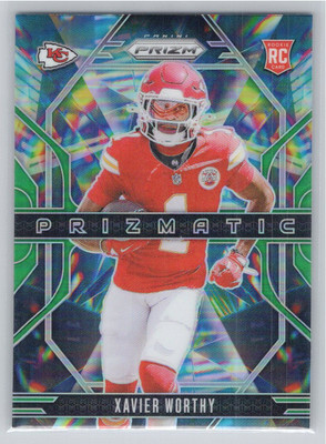 2024 Panini Prizm #14 Xavier Worthy Prizmatic Green Prizm Kansas