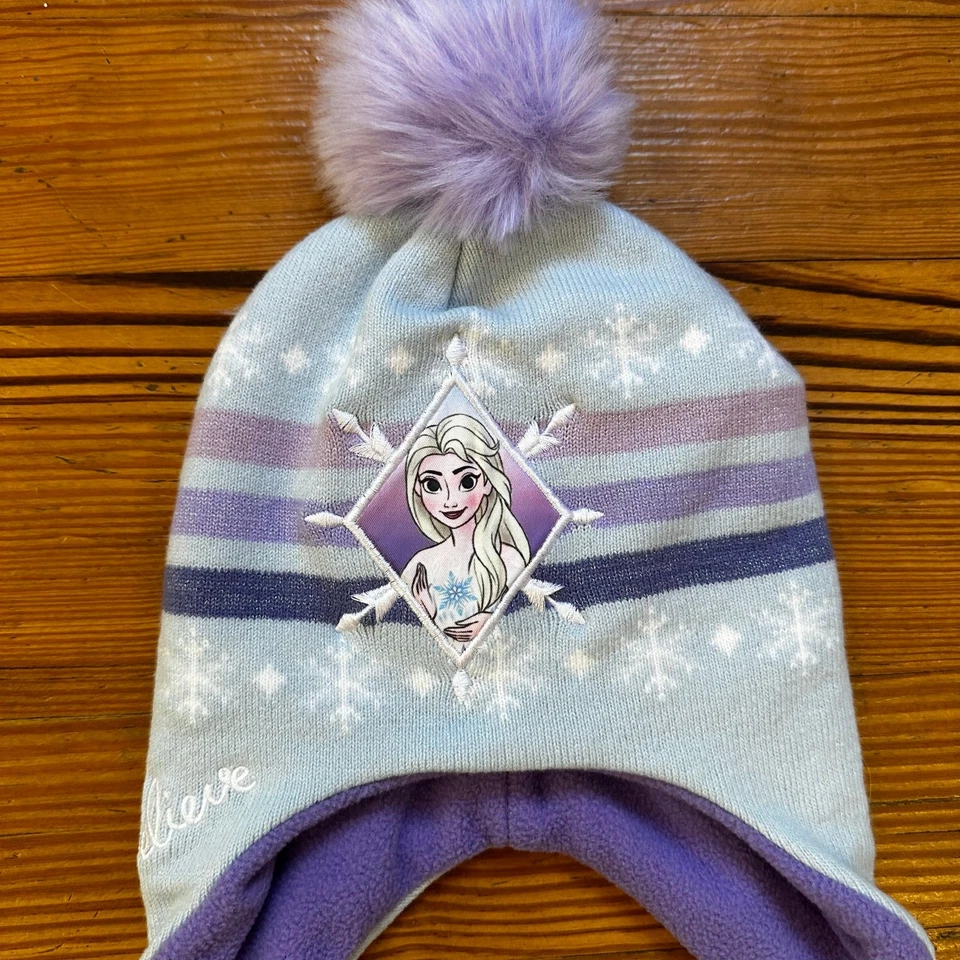 Disney Frozen Elsa azul púrpura pompón polar sombrero TALLA OS Foto 2 de 4