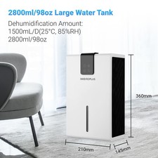 Portable Dehumidifier Humidity Reduce Quiet Home Air Dryer Mould Moisture Damp