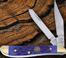 Hen & Rooster Int Peanut Pocket Knife Satin 1.4116 Steel Blades Pick Bone Handle