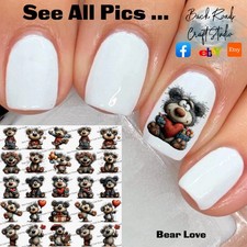 Bear Love Waterslide Finger Nail Decals Set Of 50 Ins Bonus Inc.