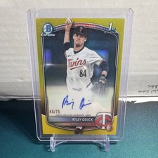 2025 Bowman Draft Chrome Yellow Refractor Auto /75 Riley Quick Twins