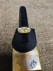 Stunning Vintage 925 Sterling Silver Yellow Citrine CZ Ring Sz 6.5 #178
