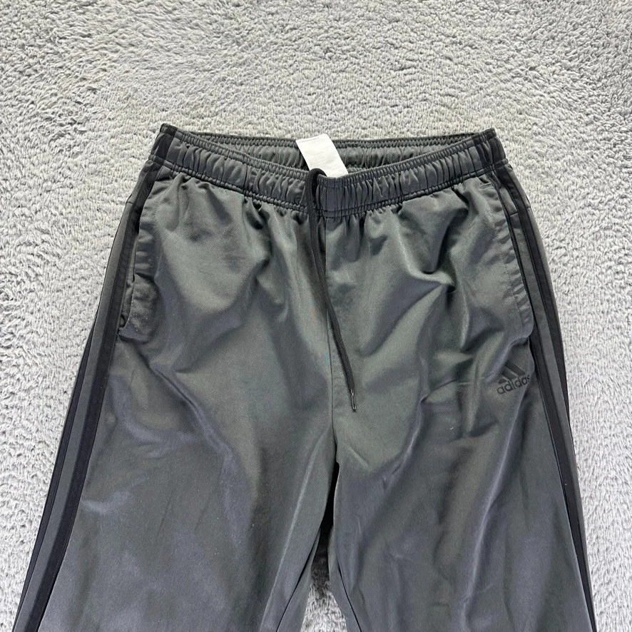 Мужские спортивные штаны Adidas большие серые сужающиеся полиэстер 3 полоски карманы - Изображение 2 из 4