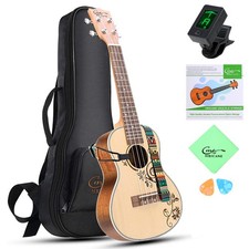 Concert Ukulele 23 Inch Spruce Flower Top Sapele Professional Ukuleles for Be...