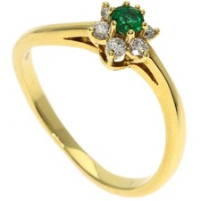 TIFFANY&Co.  Buttercup Emerald Diamond Ring K18 Yellow Gold  Ladies [Used]