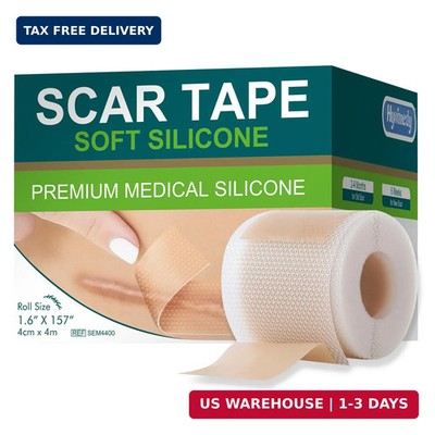 Medical Grade Silicone Scar Tape for Surgical Scars (1.6'' x 157'' - 4M) Professio