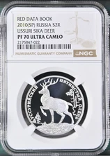 TopPop! 2010 Russia Silver 2 Roubles USSURI SIKA DEER NGC PF 70