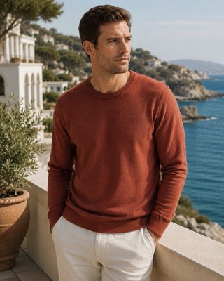 Todd Snyder Cotton Cashmere Sweater Pullover Crewneck Rust Orange Men s Sz XL