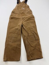 Carhartt Overalls Youth 10 Brown Bib Pants Pockets Adjustable Outdoor Play